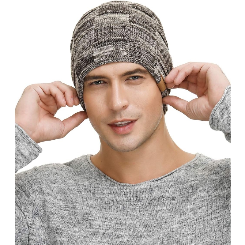 Vgogfly Slouchy Beanie for Men Winter Hats for Guys Cool Beanies Mens Lined Knit Warm Thick Skully Stocking Binie Hat - Image 4